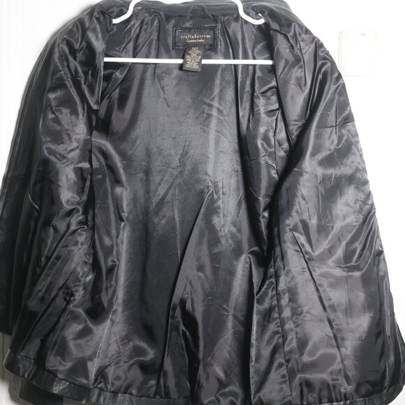 Croft and Barrow Black Lambskin Leather Jacket Bomber Coat Vintage Size M - Picture 3 of 4